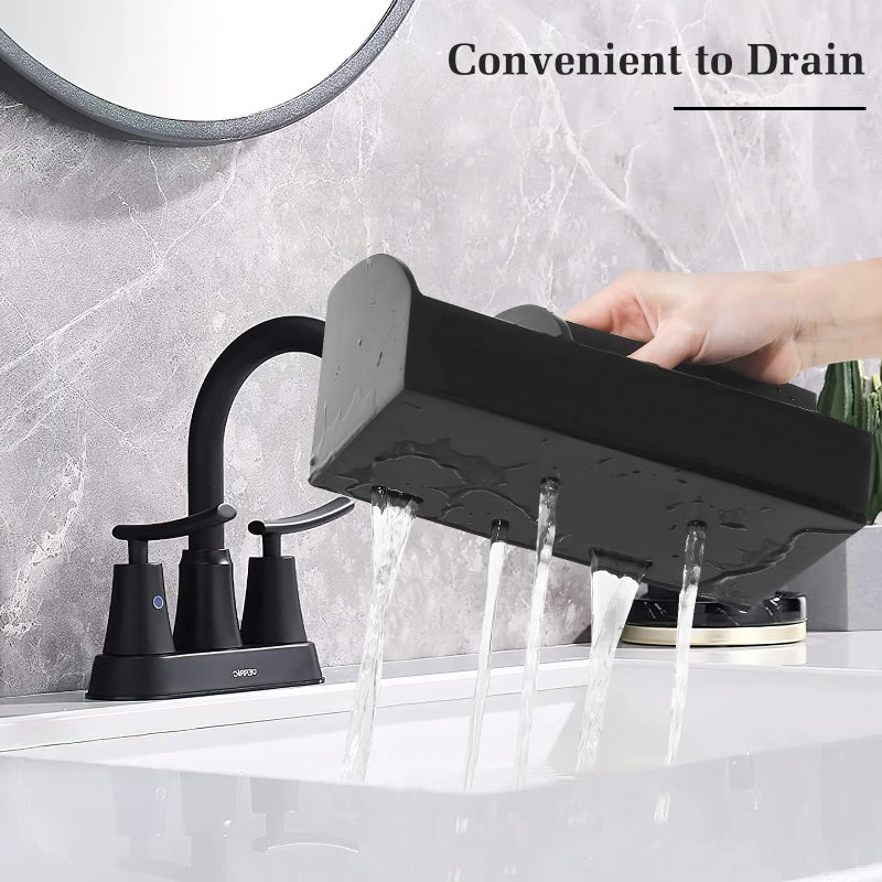 Luxspire Bathroom Counter Organizer  Toothbrush Holder for Bathroom 5 Slot  Large Bathroom Countertop Organizer Storage Marble Bathroom Accessories for Toothbrush Toothpaste  Matte Black - Image 4